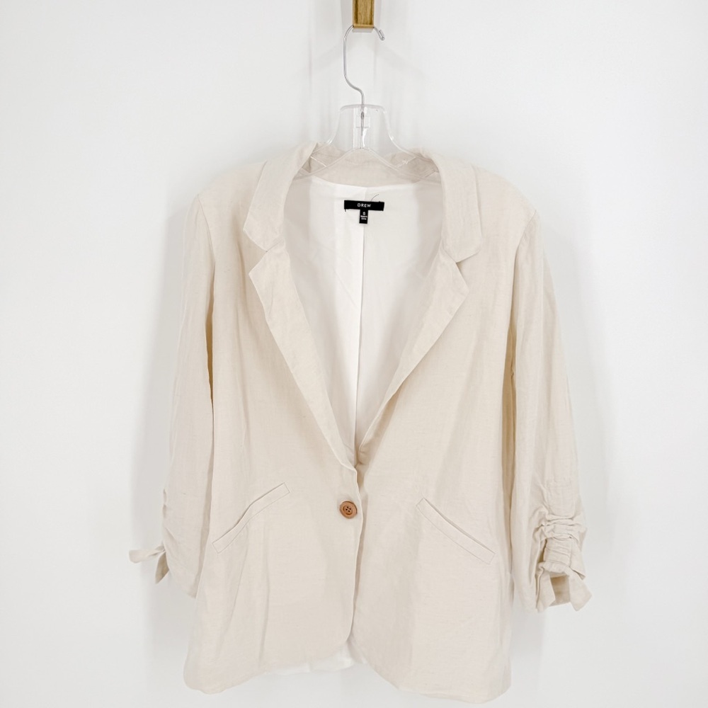 DREW Beige Blazer with Rolled Sleeves